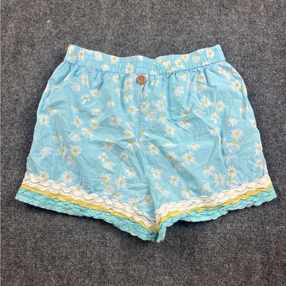 SIMPLY SOUTHERN Women’s Blue Daisy Ricrac Shorts PJ shorts size: medium